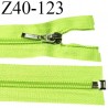 Fermeture zip 40 cm séparable couleur vert fluo largeur 32 mm zip glissière nylon largeur 6.5 mm longueur 40cm prix à l'unité