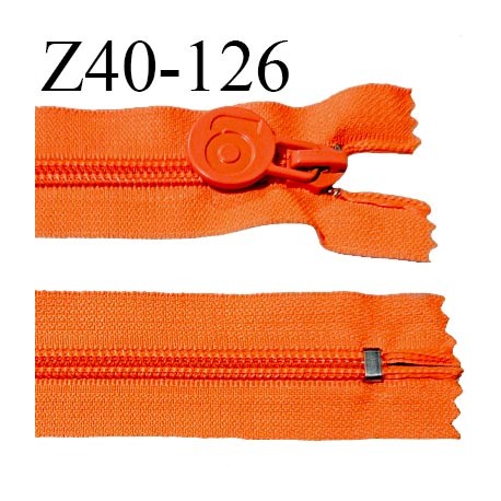 Fermeture zip 40 cm séparable couleur orange fluo largeur 32 mm zip glissière nylon largeur 6.5 mm longueur 40 cm prix à l'unité