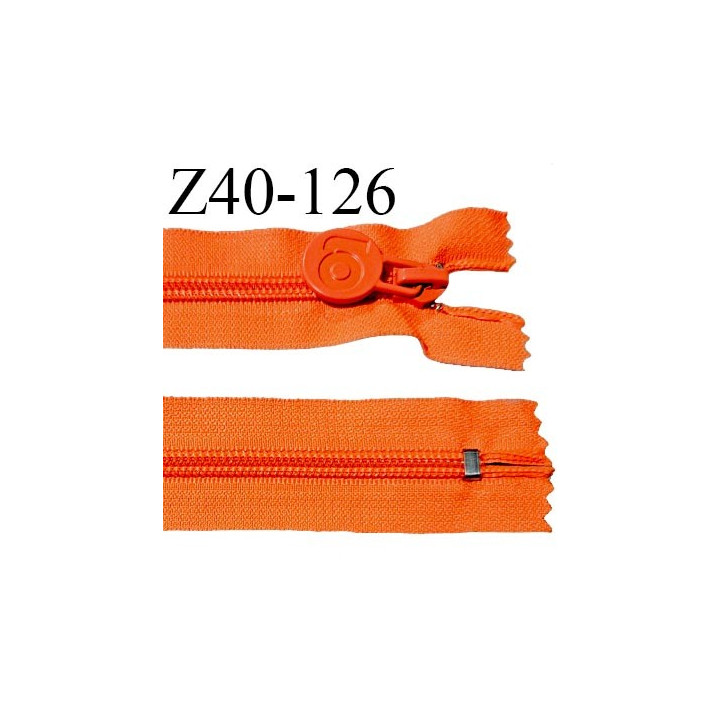 Fermeture zip 40 cm séparable couleur orange fluo largeur 32 mm zip glissière nylon largeur 6.5 mm longueur 40 cm prix à l'unité