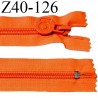 Fermeture zip 40 cm séparable couleur orange fluo largeur 32 mm zip glissière nylon largeur 6.5 mm longueur 40 cm prix à l'unité