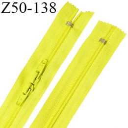 Fermeture zip 50 cm double curseur non séparable couleur jaune fluo longueur 50 cm zip glissière nylon largeur 6.5 mm