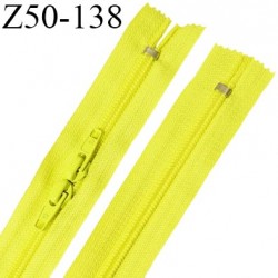 Fermeture zip 50 cm double curseur non séparable couleur jaune fluo longueur 50 cm zip glissière nylon largeur 6.5 mm