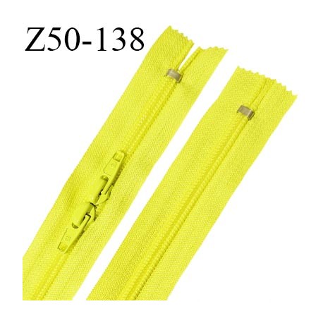 Fermeture zip 50 cm double curseur non séparable couleur jaune fluo longueur 50 cm zip glissière nylon largeur 6.5 mm