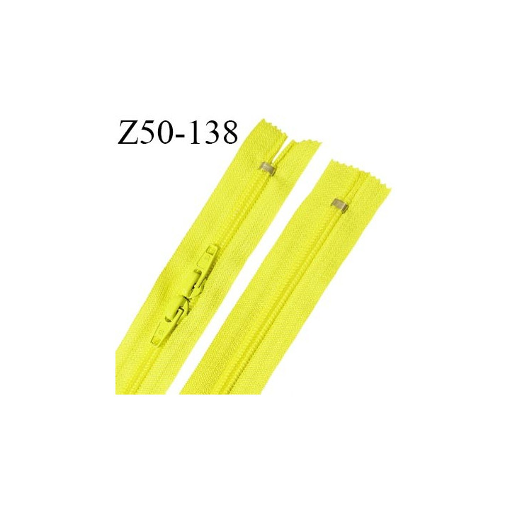 Fermeture zip 50 cm double curseur non séparable couleur jaune fluo longueur 50 cm zip glissière nylon largeur 6.5 mm