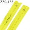 Fermeture zip 50 cm double curseur non séparable couleur jaune fluo longueur 50 cm zip glissière nylon largeur 6.5 mm