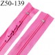 Fermeture zip 50 cm double curseur non séparable couleur rose fluo zip glissière nylon largeur 6.5 mm longueur 50 cm