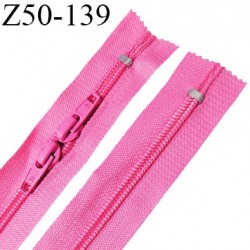 Fermeture zip 50 cm double curseur non séparable couleur rose fluo zip glissière nylon largeur 6.5 mm longueur 50 cm