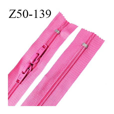 Fermeture zip 50 cm double curseur non séparable couleur rose fluo zip glissière nylon largeur 6.5 mm longueur 50 cm