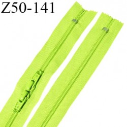 Fermeture zip 50 cm double curseur non séparable couleur vert fluo zip glissière nylon largeur 6.5 mm longueur 50 cm