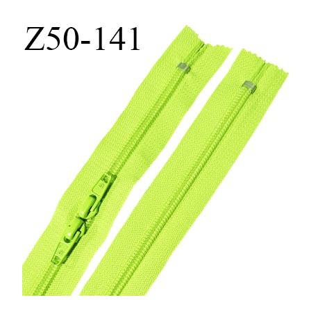 Fermeture zip 50 cm double curseur non séparable couleur vert fluo zip glissière nylon largeur 6.5 mm longueur 50 cm