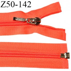 Fermeture zip 50 cm séparable couleur orange fluo largeur 32 mm zip glissière nylon largeur 6.5 mm longueur 50 cm prix à l'unité