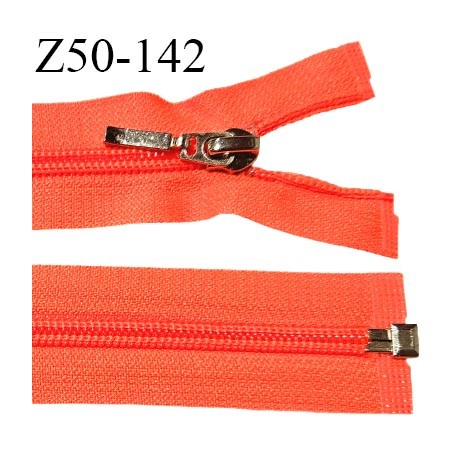 Fermeture zip 50 cm séparable couleur orange fluo largeur 32 mm zip glissière nylon largeur 6.5 mm longueur 50 cm prix à l'unité