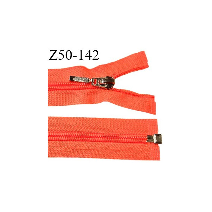 Fermeture zip 50 cm séparable couleur orange fluo largeur 32 mm zip glissière nylon largeur 6.5 mm longueur 50 cm prix à l'unité