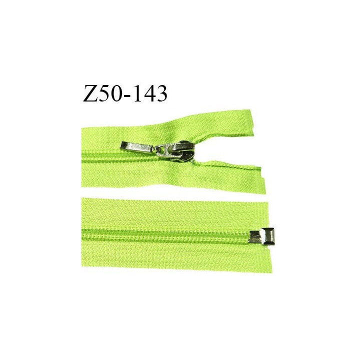 Fermeture zip 50 cm séparable couleur vert fluo largeur 32 mm zip glissière nylon largeur 6.5 mm longueur 50 cm prix à l'unité