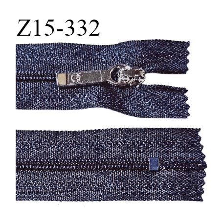 Fermeture zip 15 cm couleur bleu non séparable curseur métal longueur 15 cm largeur 2.5 cm largeur du zip 4 mm prix à l'unité