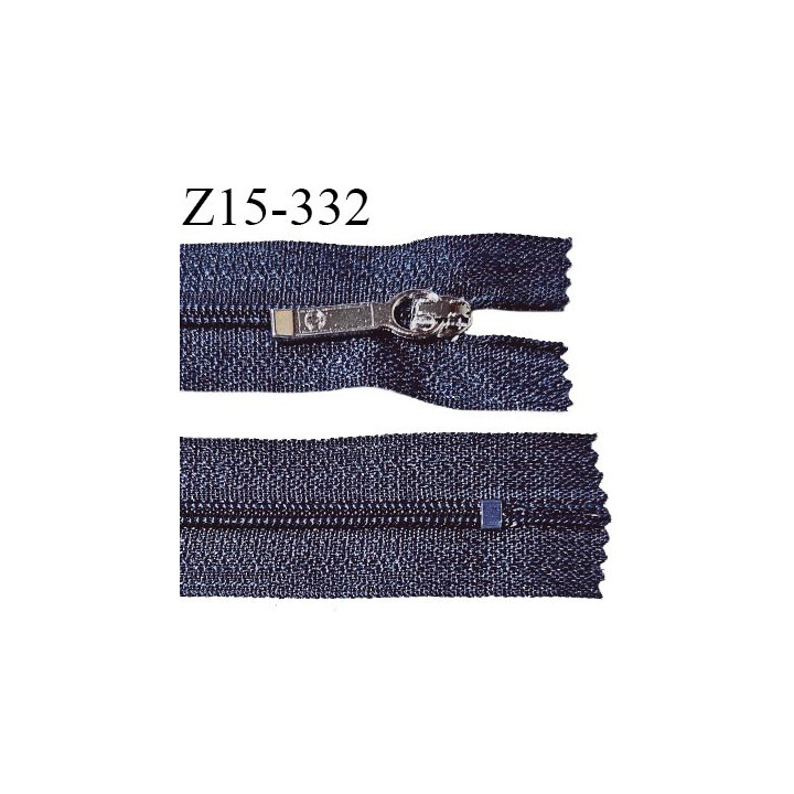 Fermeture zip 15 cm couleur bleu non séparable curseur métal longueur 15 cm largeur 2.5 cm largeur du zip 4 mm prix à l'unité