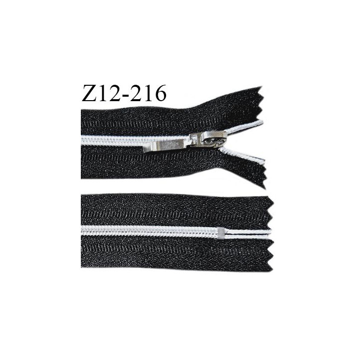 Fermeture zip 12 cm non séparable couleur noir longueur 12 cm largeur 3 cm glissière nylon curseur métal