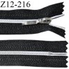 Fermeture zip 12 cm non séparable couleur noir longueur 12 cm largeur 3 cm glissière nylon curseur métal