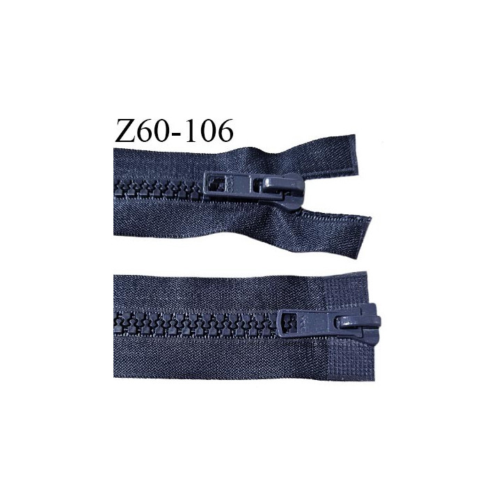 Fermeture zip 60 cm couleur bleu double curseur longueur 60 cm largeur 4 cm zip moulée largeur 8.5 mm prix à l'unité