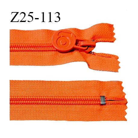 Fermeture zip 24 cm non séparable couleur orange fluo largeur 32 mm zip glissière nylon largeur 6.5 mm