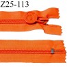 Fermeture zip 24 cm non séparable couleur orange fluo largeur 32 mm zip glissière nylon largeur 6.5 mm
