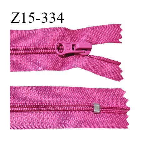 Fermeture zip 15 cm couleur rose non séparable largeur 2.7 cm glissière nylon largeur 4.5 mm longueur 15 cm prix à l'unité