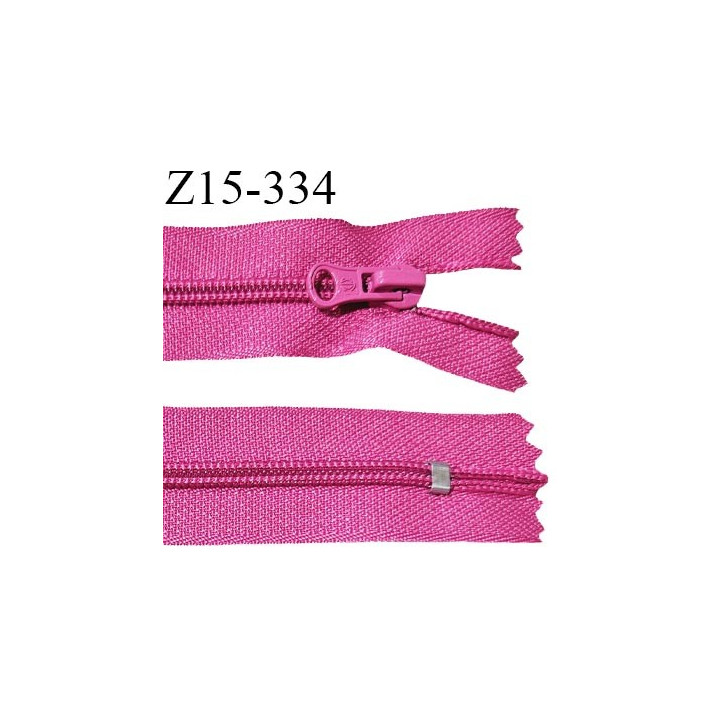 Fermeture zip 15 cm couleur rose non séparable largeur 2.7 cm glissière nylon largeur 4.5 mm longueur 15 cm prix à l'unité