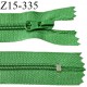 Fermeture zip 15 cm couleur vert non séparable largeur 2.7 cm glissière nylon largeur 4.5 mm longueur 15 cm prix à l'unité