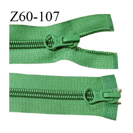 Fermeture zip 60 cm couleur vert double curseur longueur 60 cm largeur 3 cm zip moulée largeur 6.5 mm prix à l'unité