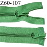 Fermeture zip 60 cm couleur vert double curseur longueur 60 cm largeur 3 cm zip moulée largeur 6.5 mm prix à l'unité