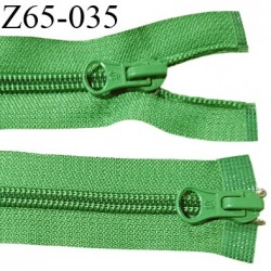 Fermeture zip 63 cm couleur vert double curseur longueur 63 cm largeur 3 cm zip moulée largeur 6.5 mm prix à l'unité