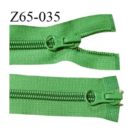 Fermeture zip 63 cm couleur vert double curseur longueur 63 cm largeur 3 cm zip moulée largeur 6.5 mm prix à l'unité