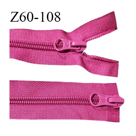 Fermeture zip 60 cm couleur rose double curseur longueur 60 cm largeur 3 cm zip moulée largeur 6.5 mm prix à l'unité