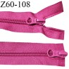 Fermeture zip 60 cm couleur rose double curseur longueur 60 cm largeur 3 cm zip moulée largeur 6.5 mm prix à l'unité