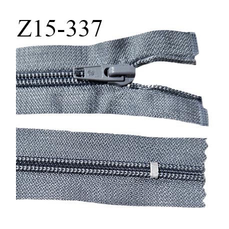 Fermeture zip 15 cm couleur gris non séparable largeur 3.3 cm glissière nylon largeur 6.5 mm longueur 15 cm prix à l'unité