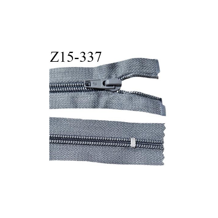 Fermeture zip 15 cm couleur gris non séparable largeur 3.3 cm glissière nylon largeur 6.5 mm longueur 15 cm prix à l'unité
