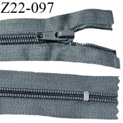 Fermeture zip 22 cm non séparable couleur gris avec glissière nylon invisible largeur 2.7 cm longueur 22 cm