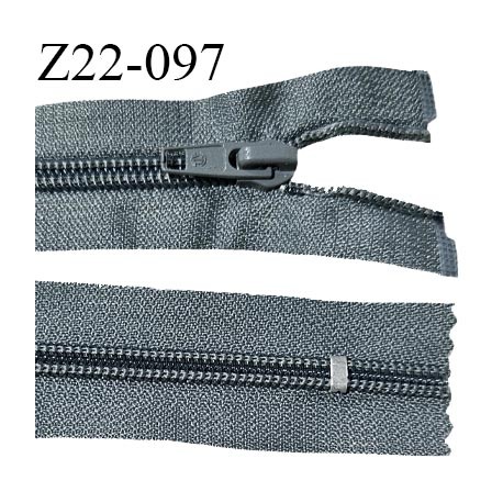 Fermeture zip 22 cm non séparable couleur gris avec glissière nylon invisible largeur 2.7 cm longueur 22 cm