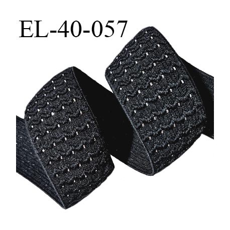Elastique 40 mm style bord-côte couleur noir et argenté largeur 40 mm allongement +130% prix au mètre