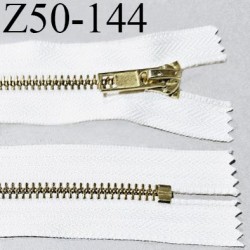 Fermeture zip 50 cm à glissière non séparable couleur naturel zip métal couleur doré longueur 50 cm largeur du zip 6 mm