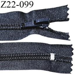 Fermeture zip 22 cm non séparable couleur gris avec glissière nylon invisible largeur 3 cm longueur 22 cm