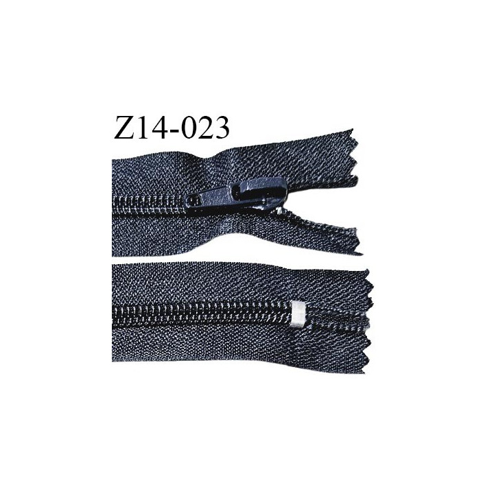 Fermeture zip 14 cm non séparable couleur gris avec glissière nylon invisible largeur 3 cm longueur 14 cm