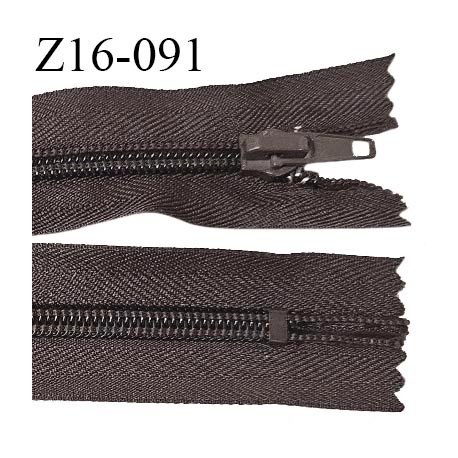 Fermeture zip 16 cm non séparable couleur marron zip glissière nylon largeur 6.5 mm longueur 16 cm largeur 32 mm prix à l'unité