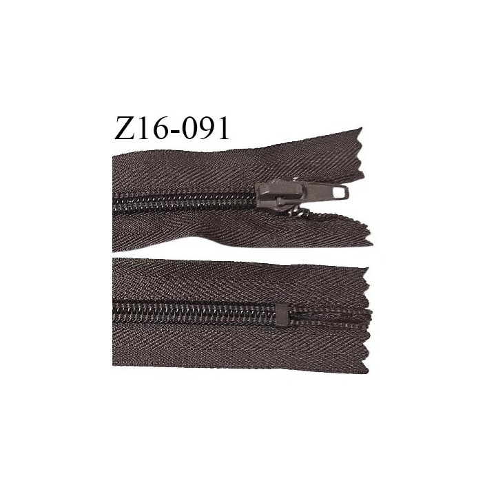 Fermeture zip 16 cm non séparable couleur marron zip glissière nylon largeur 6.5 mm longueur 16 cm largeur 32 mm prix à l'unité