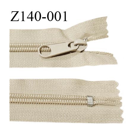Fermeture zip 140 cm non séparable couleur beige largeur 3.2 cm longueur 140 cm