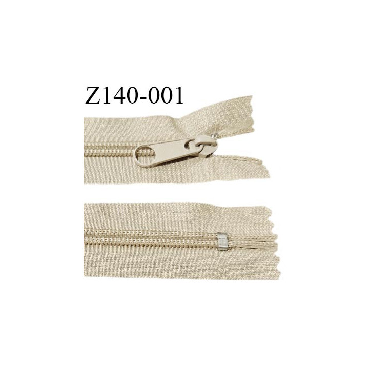 Fermeture zip 140 cm non séparable couleur beige largeur 3.2 cm longueur 140 cm