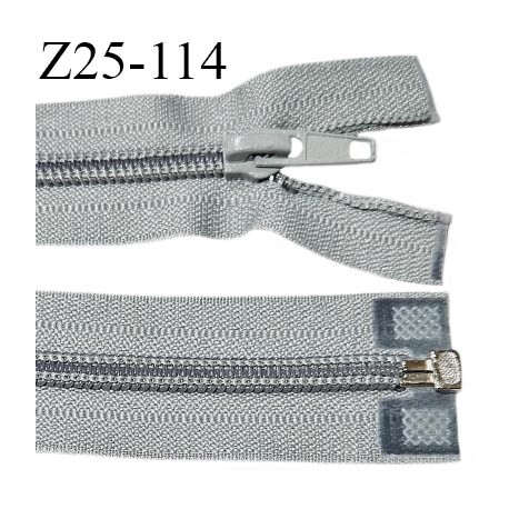 Fermeture zip 25 cm séparable couleur gris largeur 30 mm zip glissière nylon largeur 6.5 mm longueur 25 cm prix à l'unité