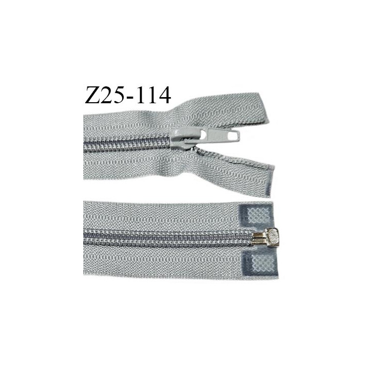 Fermeture zip 25 cm séparable couleur gris largeur 30 mm zip glissière nylon largeur 6.5 mm longueur 25 cm prix à l'unité