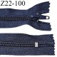 Fermeture zip 22 cm non séparable couleur bleu avec glissière nylon largeur 3 cm longueur 22 cm largeur de la glissière 6 mm