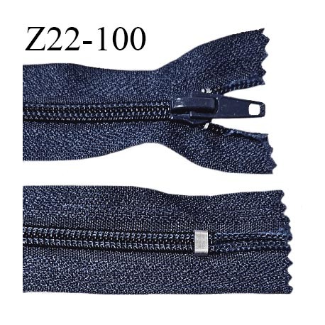 Fermeture zip 22 cm non séparable couleur bleu avec glissière nylon largeur 3 cm longueur 22 cm largeur de la glissière 6 mm